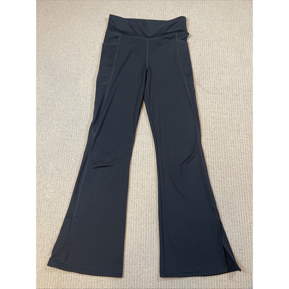 Abercrombie Kids 13/14 YPB Flared Slits Pants Black Stretch Activewear Pockets